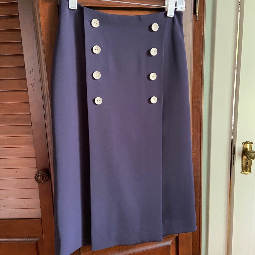 Express Navy Blue Double Buttons Skirt